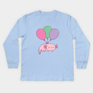 Cute Axolotl and Balloons Kids Long Sleeve T-Shirt